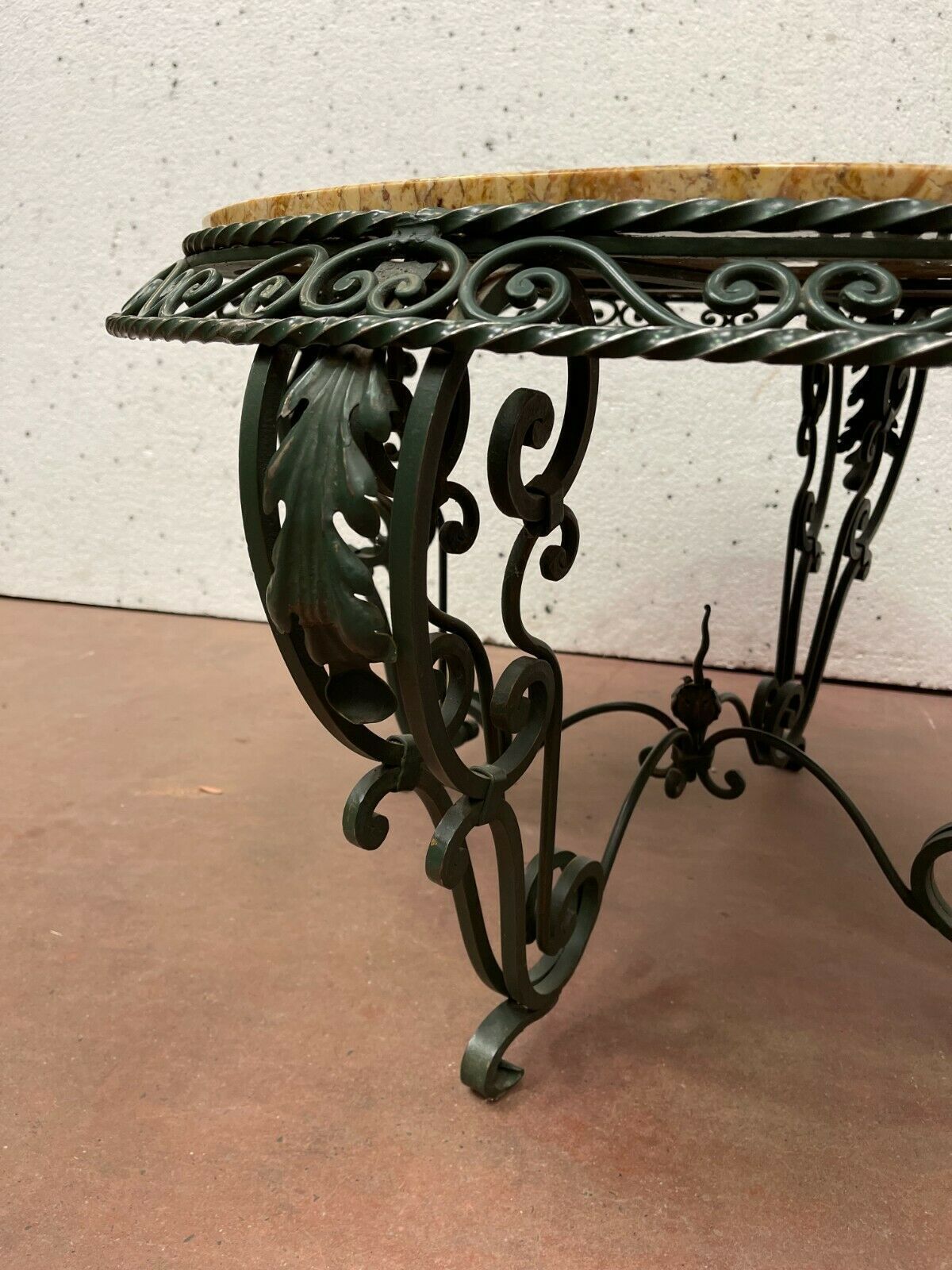 Round Table Of Living Room In Wrought Iron And Marble XX Century photo for sale