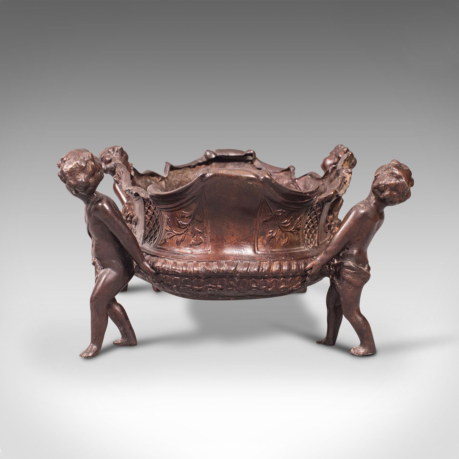 Antique Decorative Jardiniere, Italian, Bronze, Platter, Serving Bowl, C.1900 photo for sale