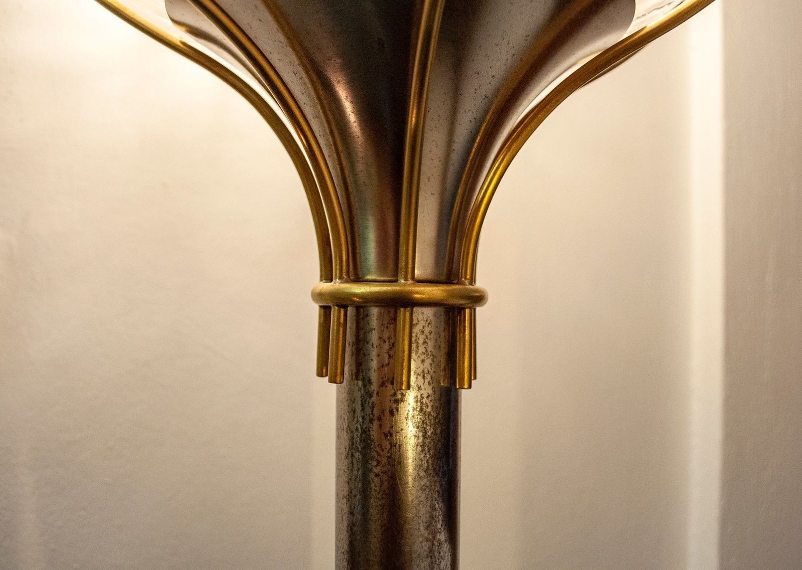 Brass And Glass Floor Lamp By Angelo Brotto For Esperia Italia, 1960s photo vinterior