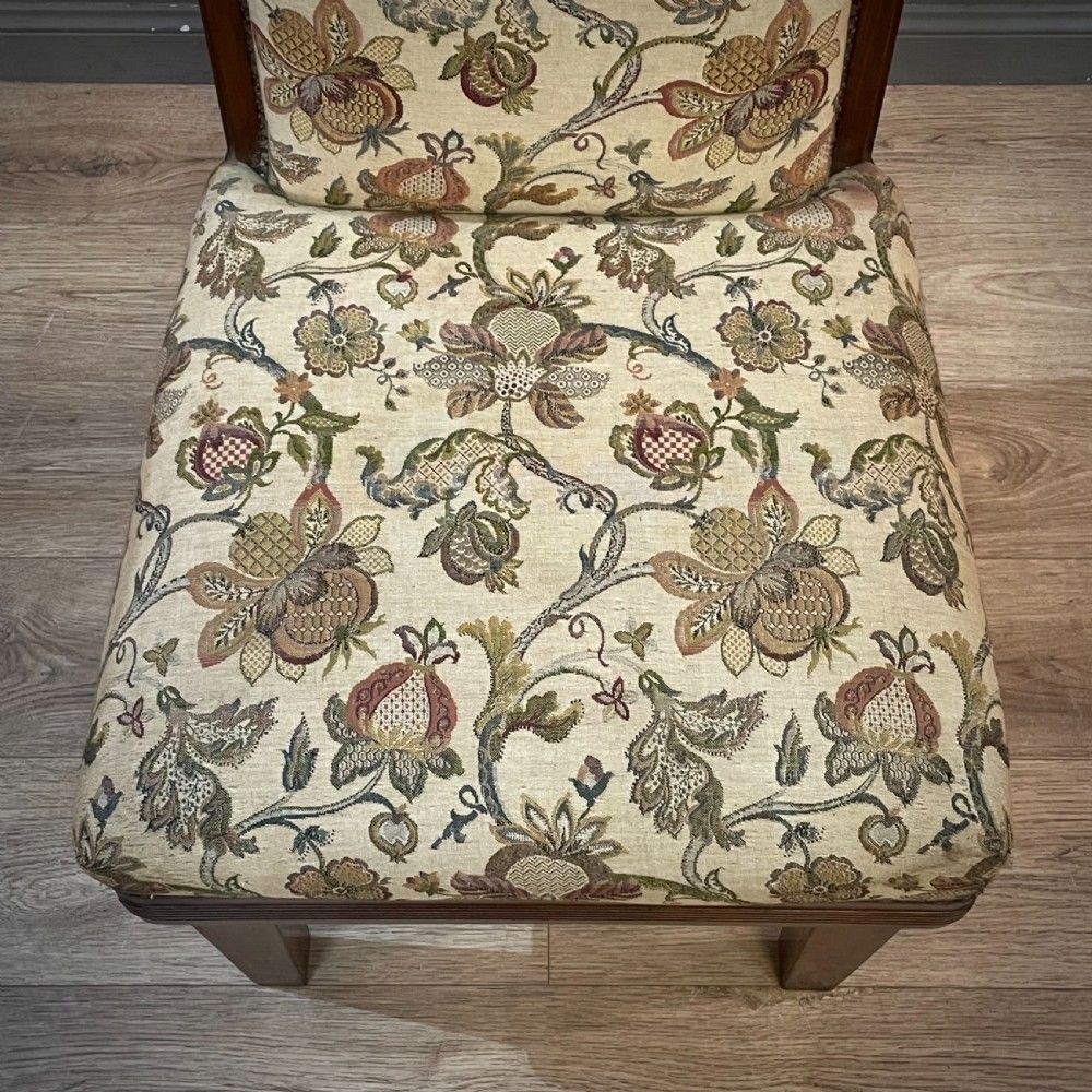Antique High Back Walnut Upholstered Bedroom / Nursing Chair photo Furniture