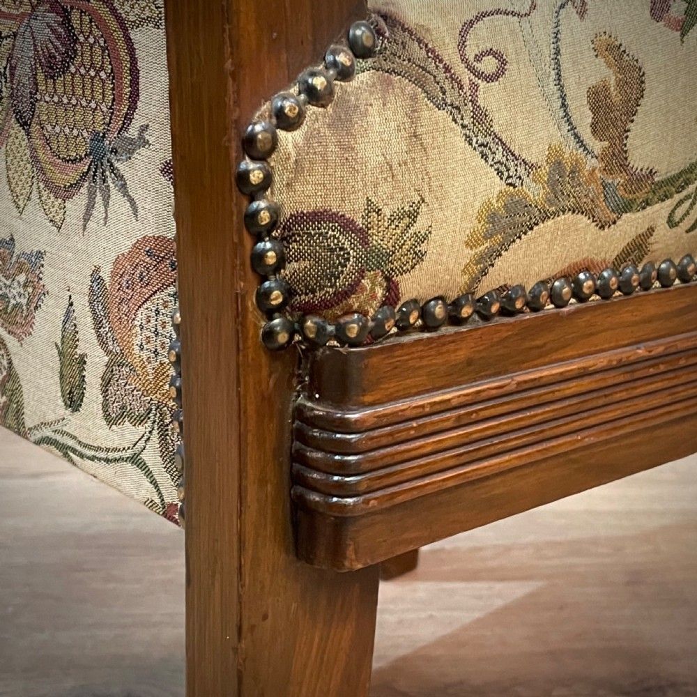Antique High Back Walnut Upholstered Bedroom / Nursing Chair photo buy