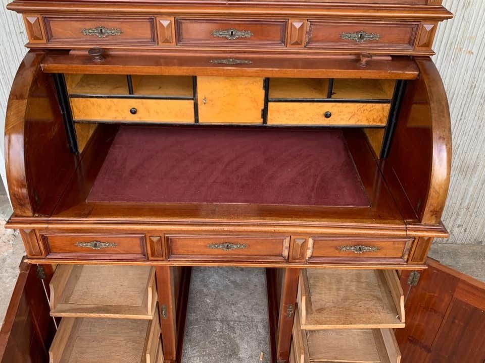photo furniture Secrétaire à cylindre Empire en acajou avec bibliothèque, XIXe siècle