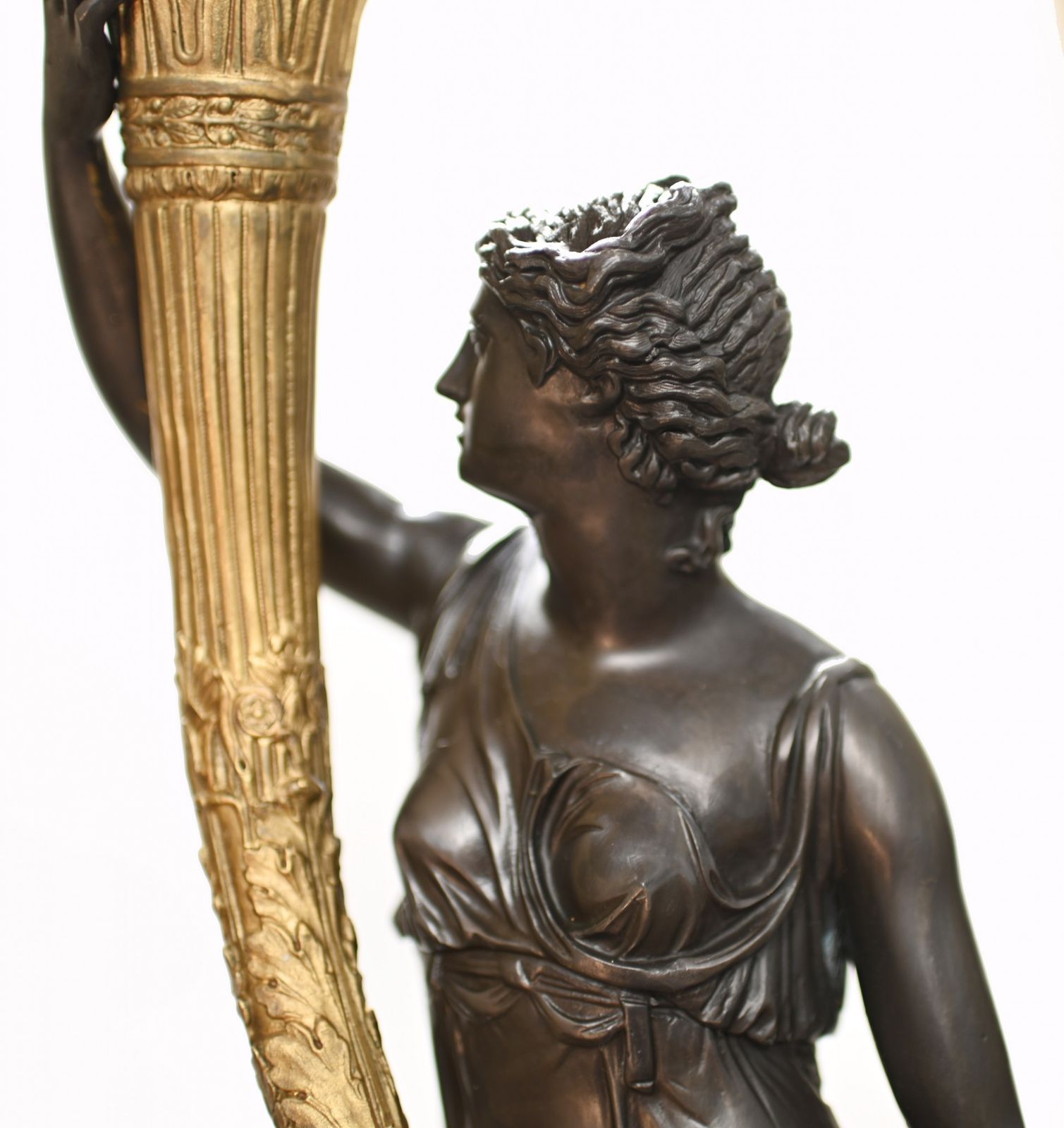Pair Bronze Maiden Candelabras Clodion Ormolu Classical photo vintage