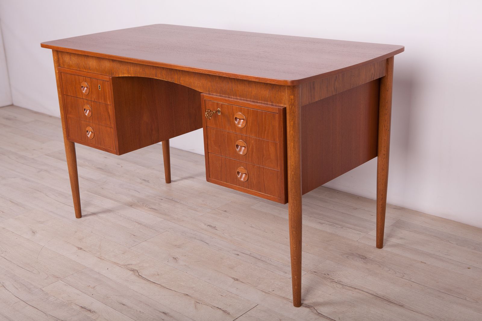 Mid Century Freestanding Teak Desk, 1960s