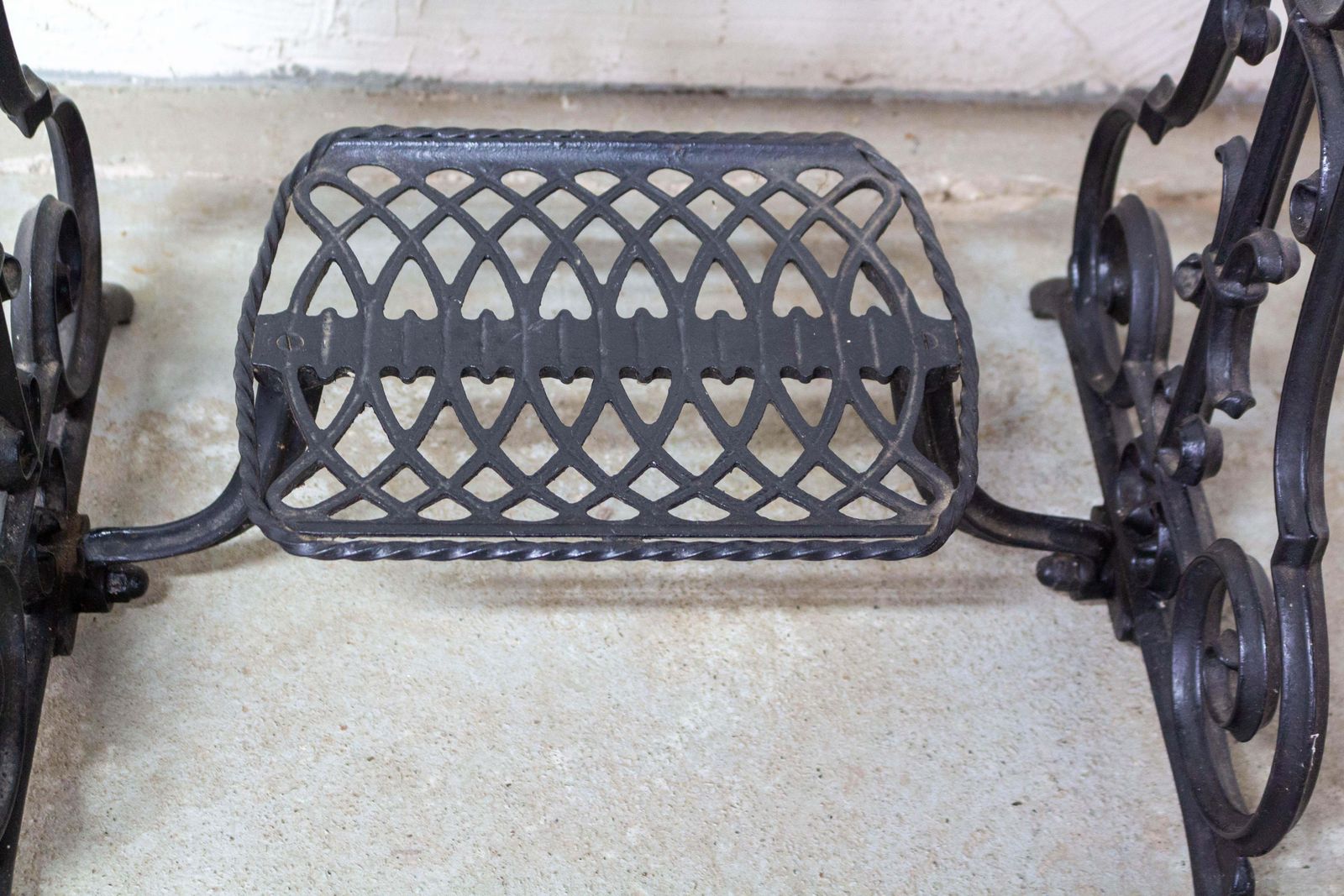 Console Or Side Table Marble Top And Sewing Machine Holder, French, Circa 1920 photo vintage