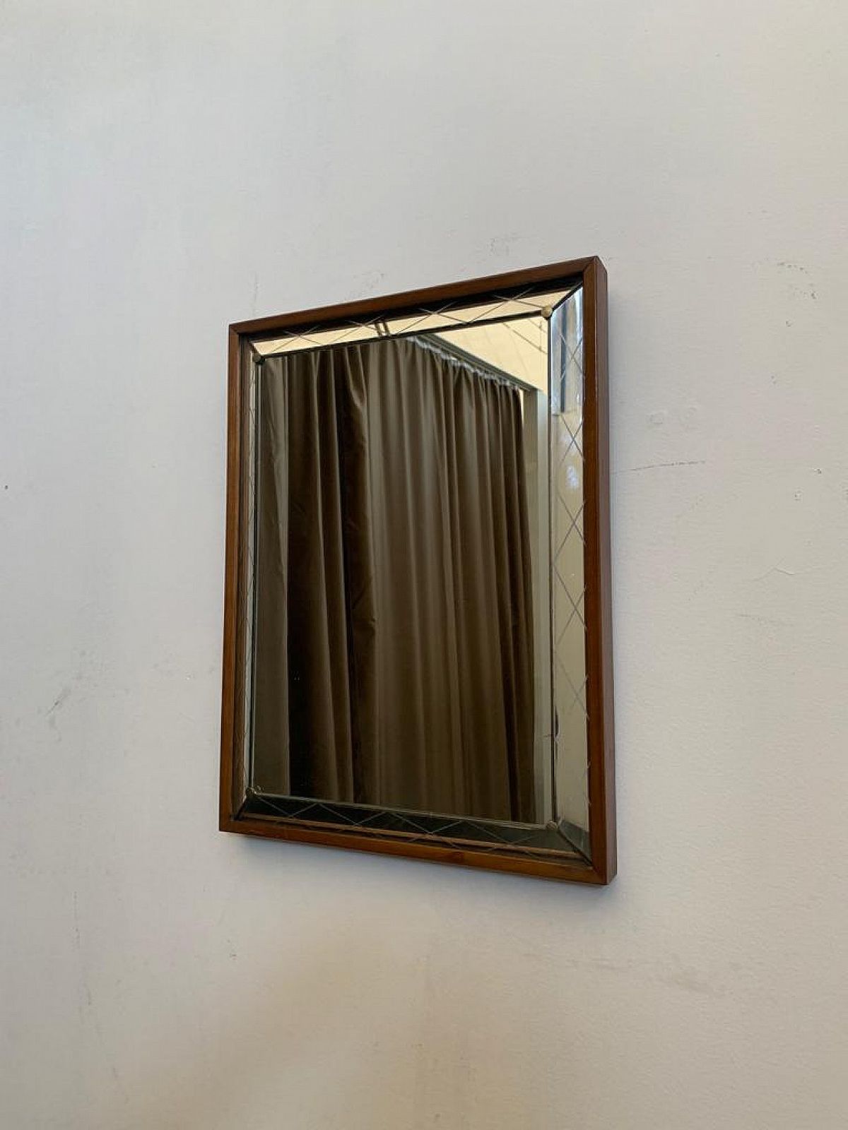 Art Deco Mirror With Raised And Engraved Edge, 1930s photo for sale