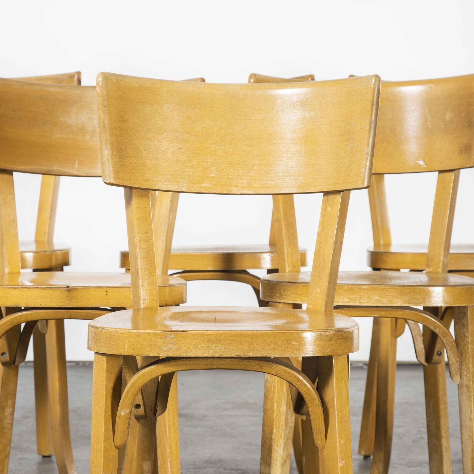 photo furniture 1950’s French Baumann Blonde Beech Bentwood Dining Chairs – Set Of Six