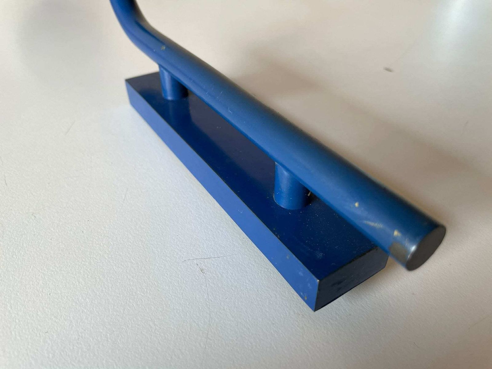 photo for sale Very Rare Orange Dark Blue Long Metal Body And Glass Pair Of Sconces By Reggiani, 1970s, Italy