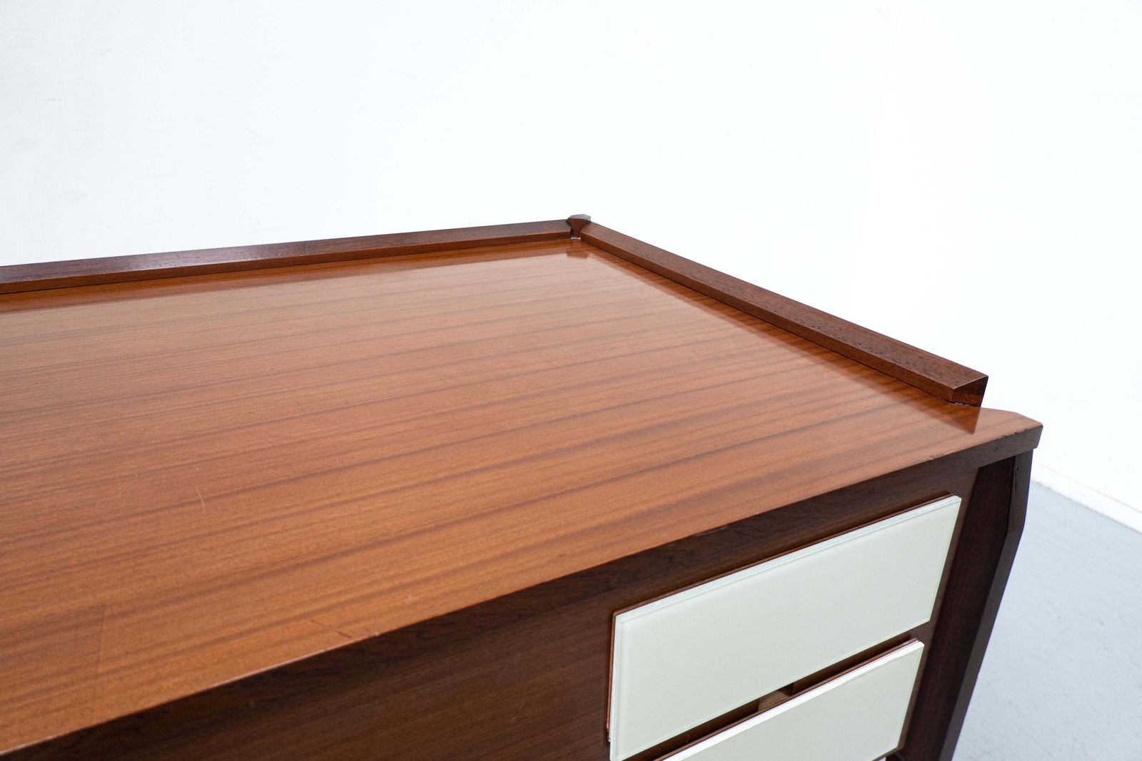 Mid Century Modern Italian Desk, Wood And Glass, 1950s photo 5495.0