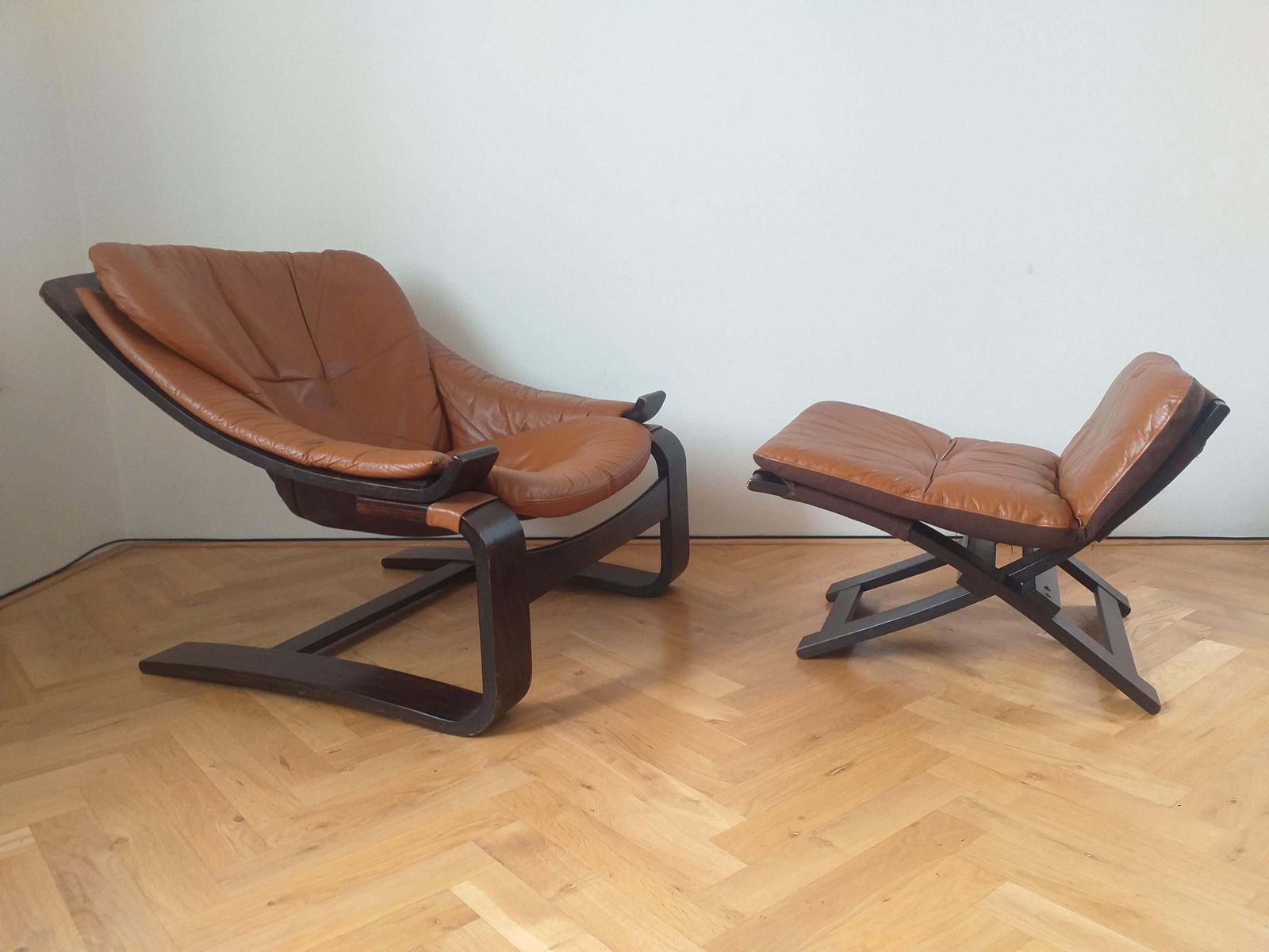 1602.0 Midcentury Lounge Chair Kroken With Ottoman, Ake Fribytter, Nelo, Sweden, 1970s photo