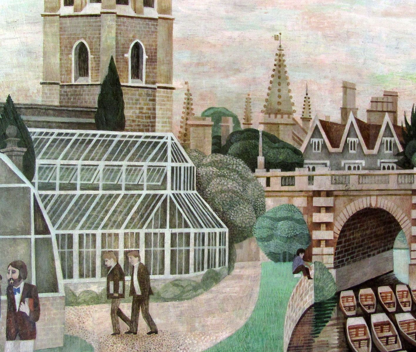 photo for sale Large 1978 Acrylic On Board "Magdalen College, Oxford" By Alfred Daniels Rba