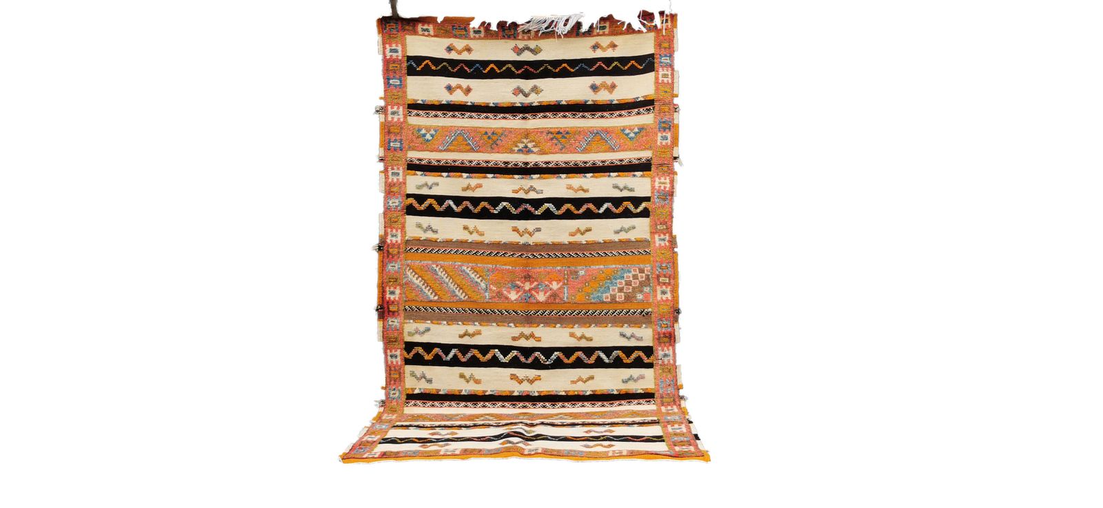 Traditional Moroccan Berber Rug Camel Wool Carpet 6.5×3.9 Ft