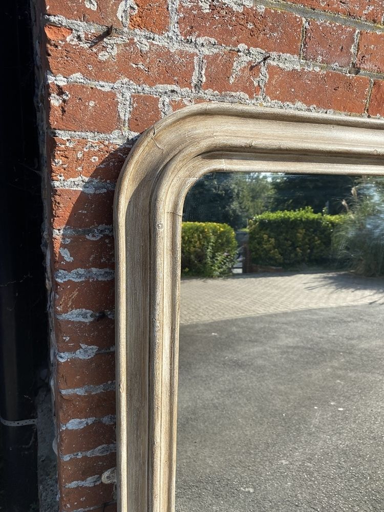 An Exceptional Large Antique French 19th Century Carved Wood & Gesso Arched Top Painted Mirror photo furniture