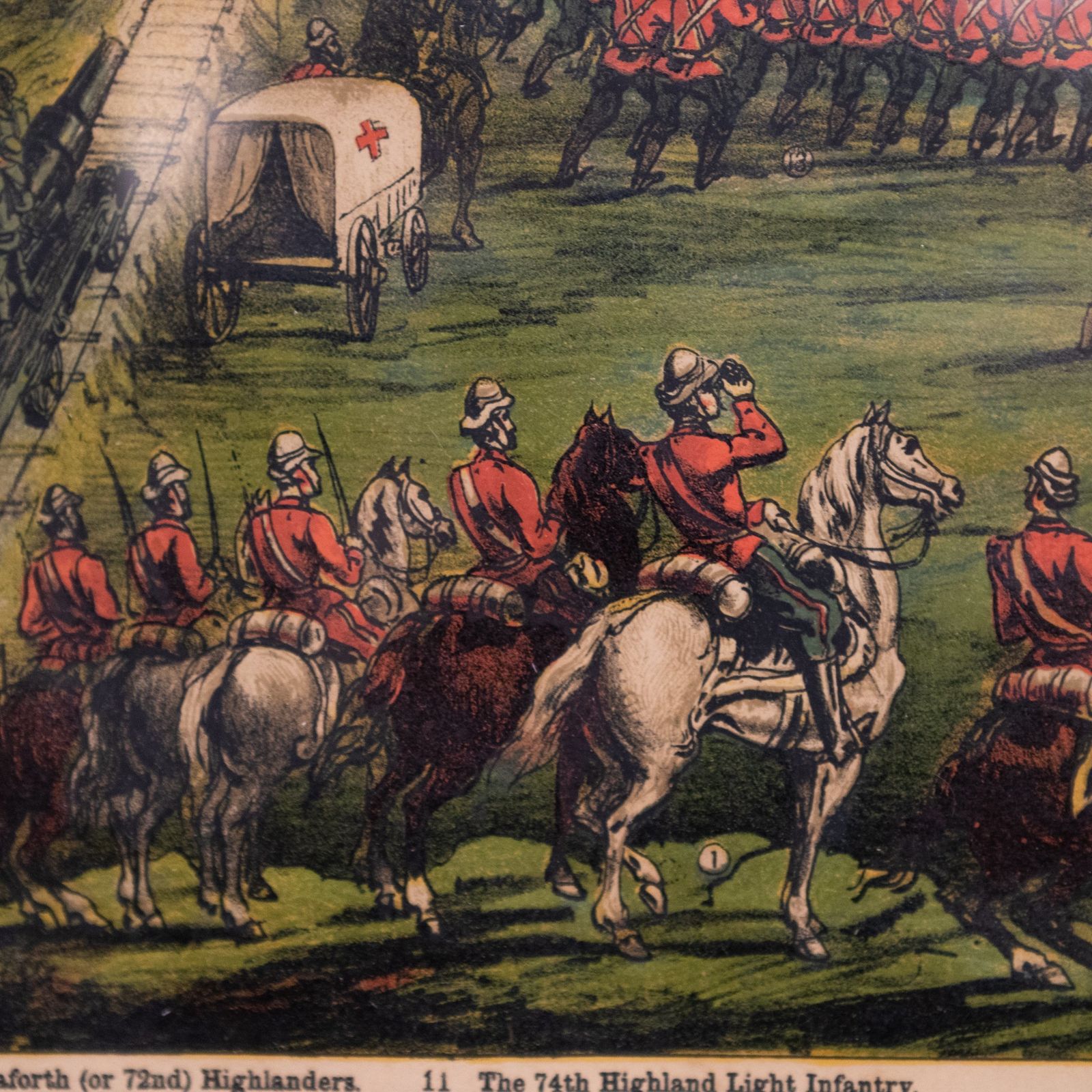 Pair Of Antique Maple Framed Battle Scene Prints: Gw Bacon & Co photo vinterior