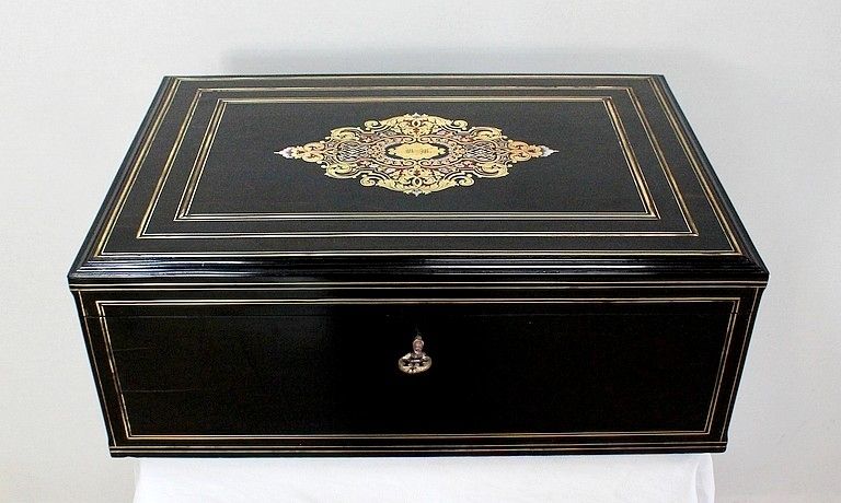 Travel Writing Case In Blackened Wood And Inlays, Napoleon III Period, Mid 19th Century photo furniture