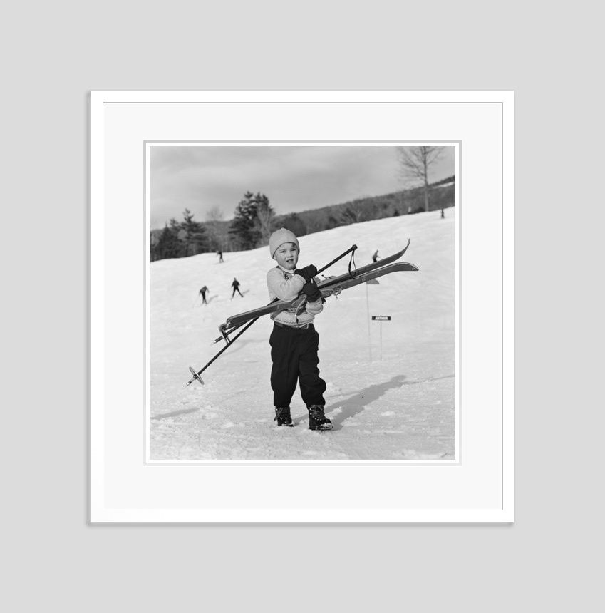Slim Aarons 'New England Skiing Starters' 1955 White Frame Silver Gelatine Fibre Print photo furniture