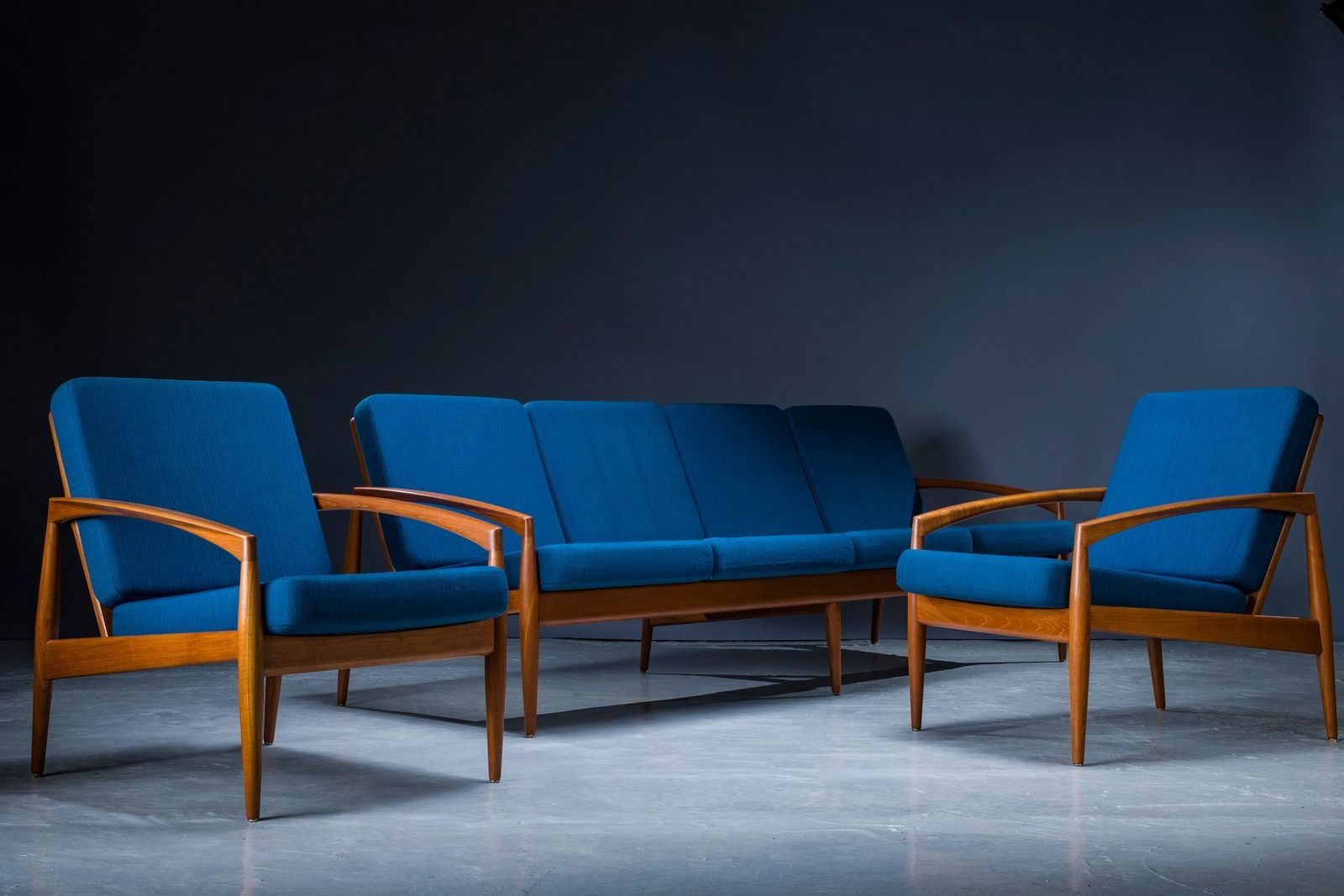 Model 121 Paper Knife Easy Chair And Sofa By Kai Kristiansen For Magnus Olesen, 1960s, photo for sale