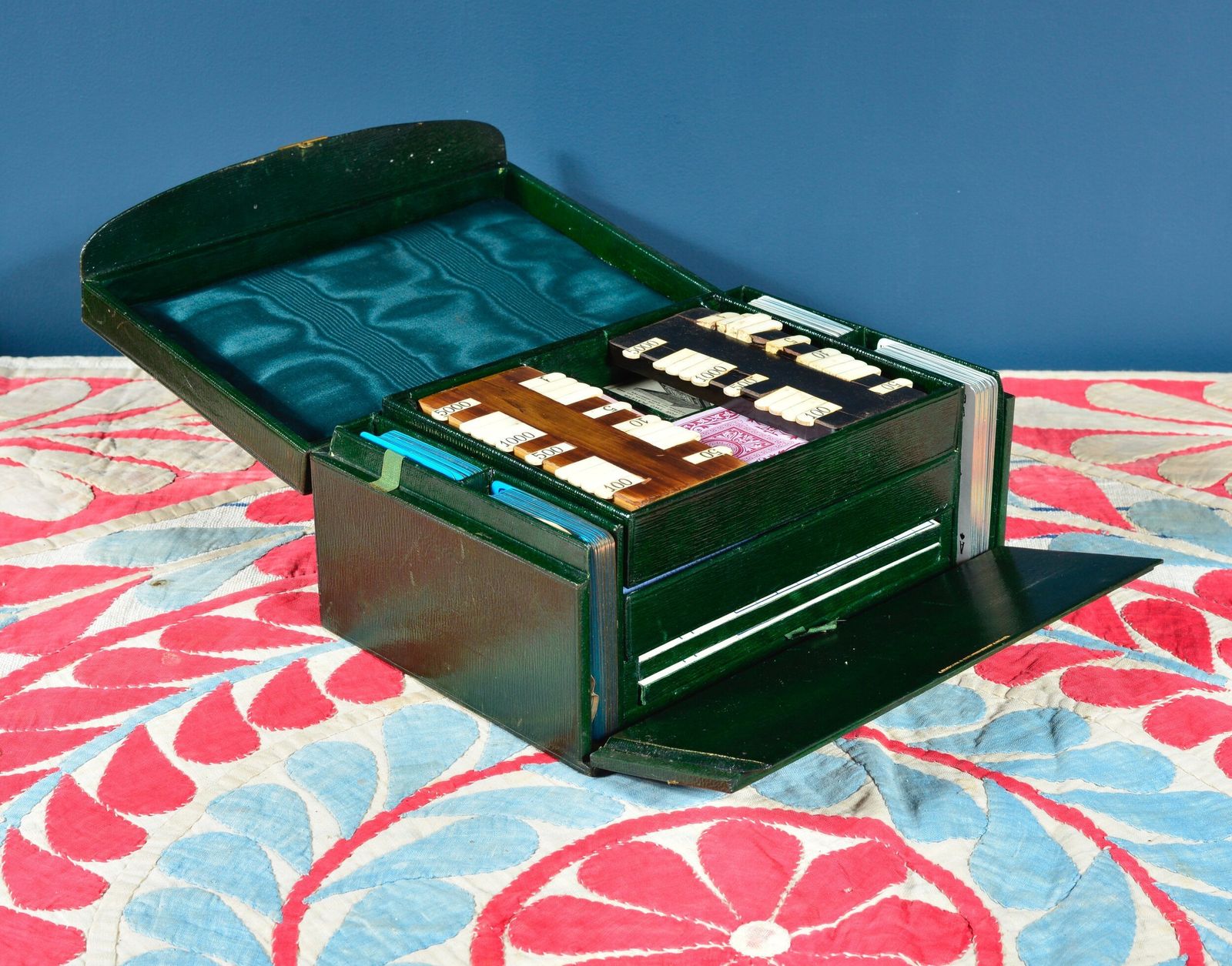 Morocco Leather Bezique / Cards Compendium By Leuchars & Son, Piccadilly   C.1910 photo vinterior