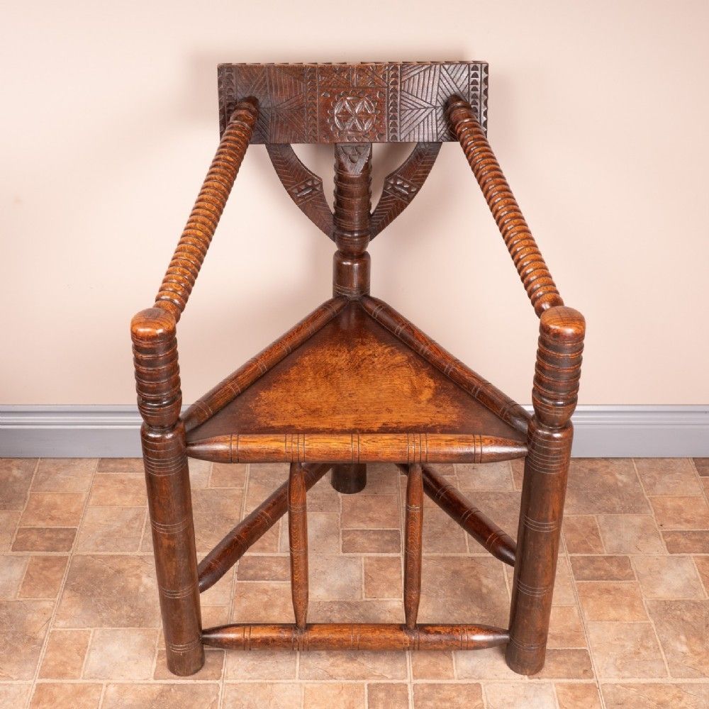 photo buy Ladies & Gents Pair Of 19thc 'Old Saxon' Turned Oak Chairs