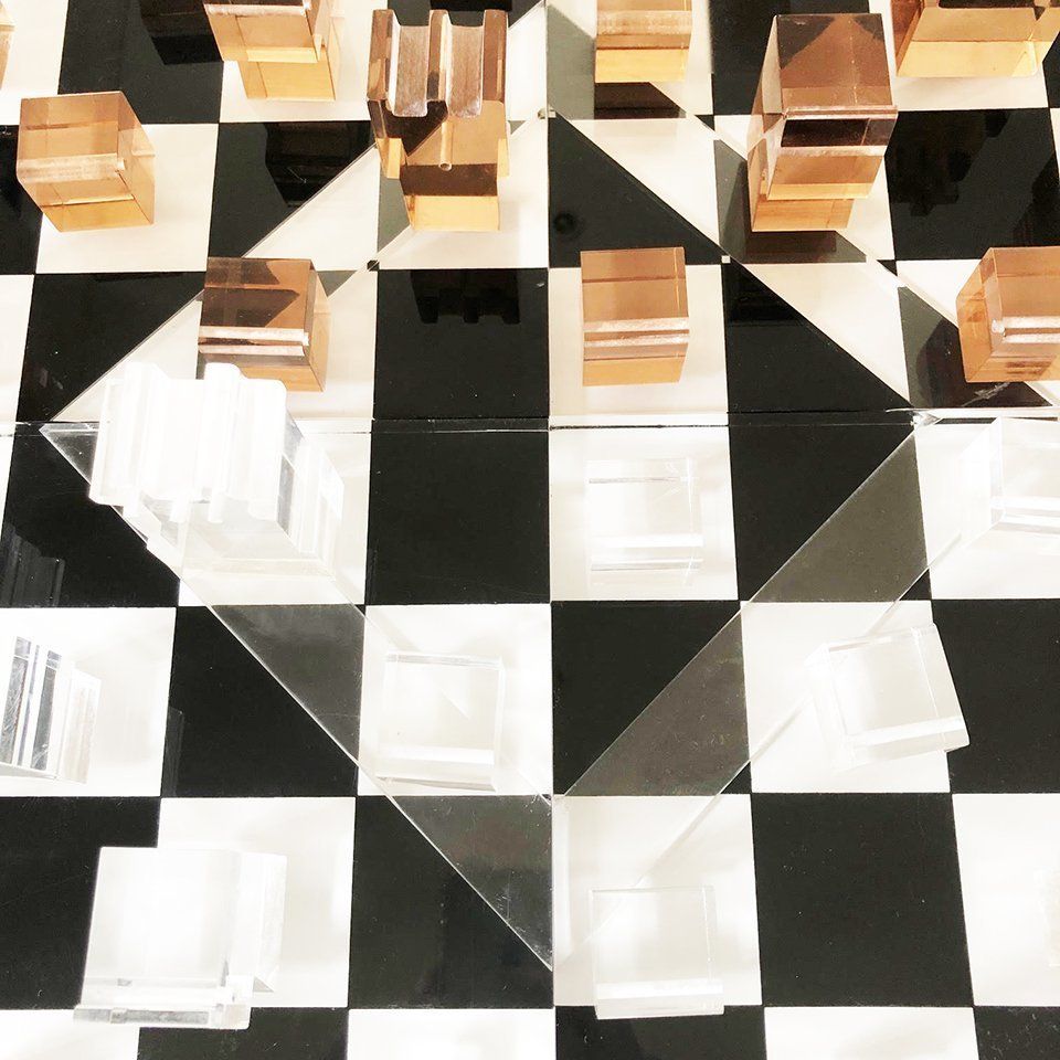 Plexiglass Chessboard, 1970s, Vintage photo for sale