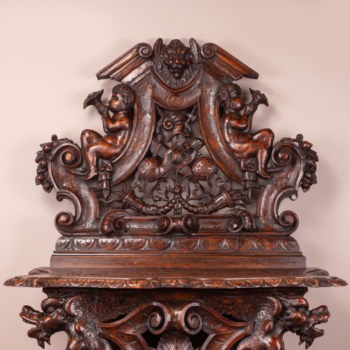 photo furniture Italian Renaissance Revival Walnut Hall Bench
