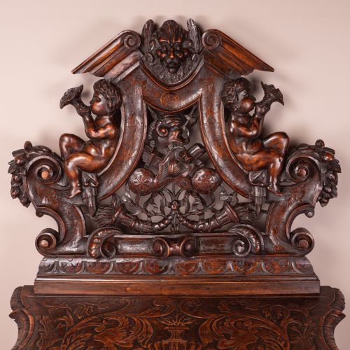 photo buy Italian Renaissance Revival Walnut Hall Bench