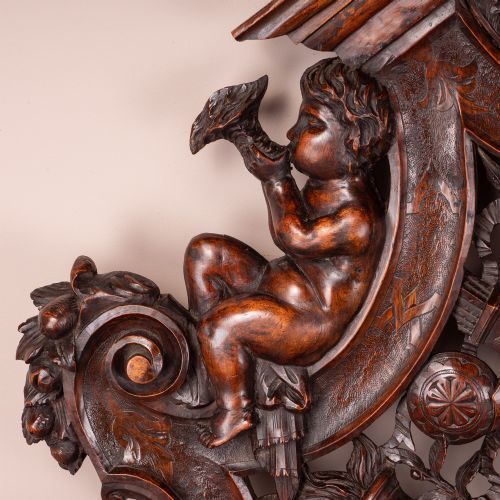 photo vintage Italian Renaissance Revival Walnut Hall Bench