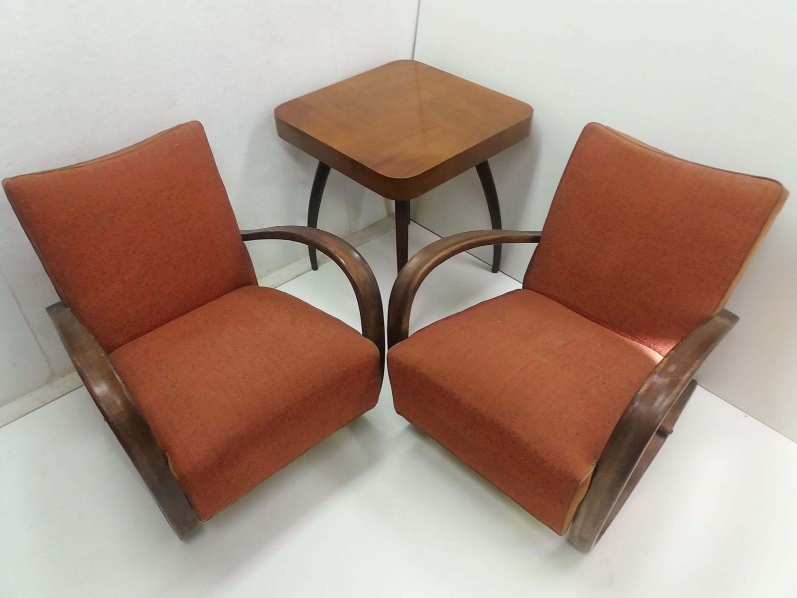 1930 Pair Of Armchairs + Spider Table, By Halabala For Thonet, Czechoslovakia photo furniture