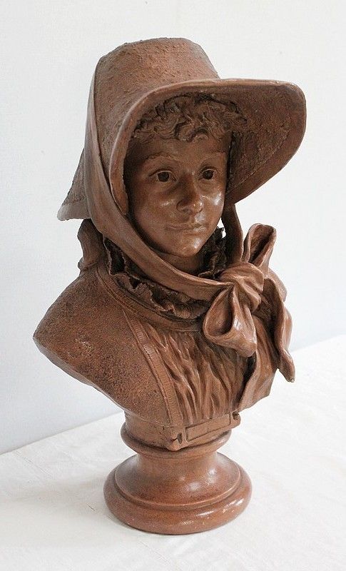 Important Bust Of A Woman In Terracotta, Signed A. Blanc   Period 1900 photo furniture
