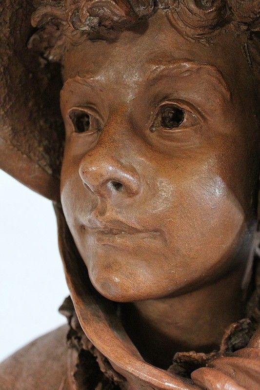 Important Bust Of A Woman In Terracotta, Signed A. Blanc   Period 1900 photo vinterior