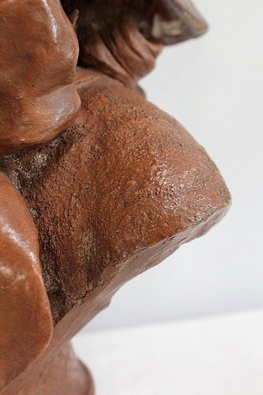 photo for sale Important Bust Of A Woman In Terracotta, Signed A. Blanc   Period 1900