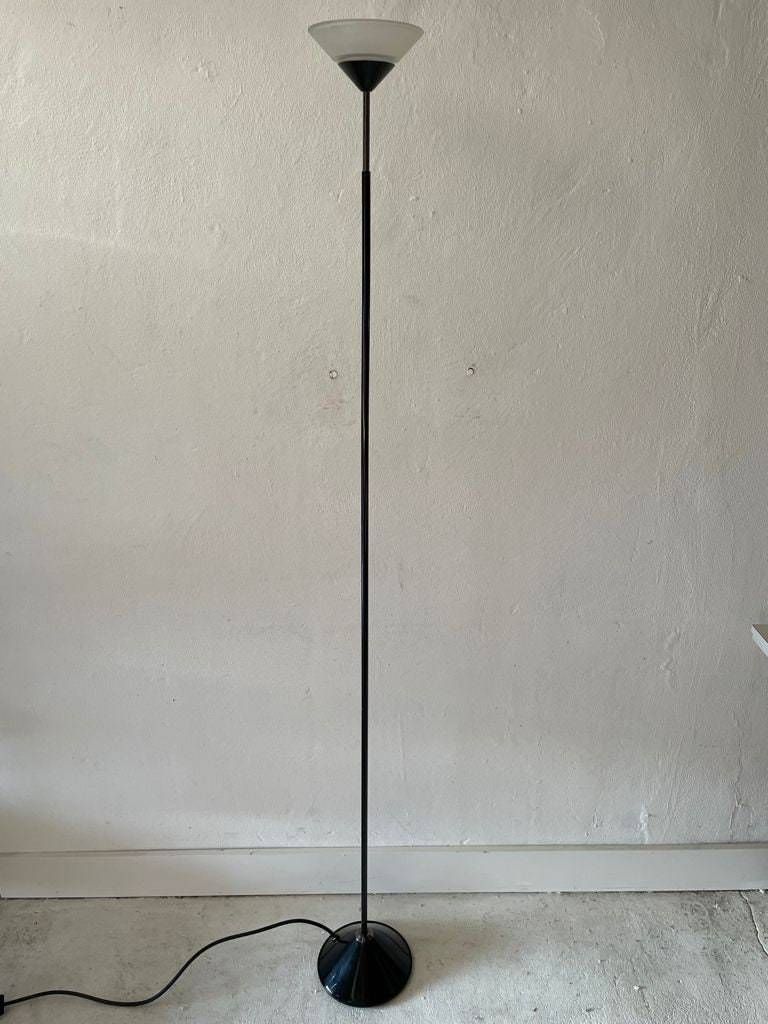 Italian Modern Conical Glass And Black Metal Floor Lamp, 1970s, Italy photo furniture