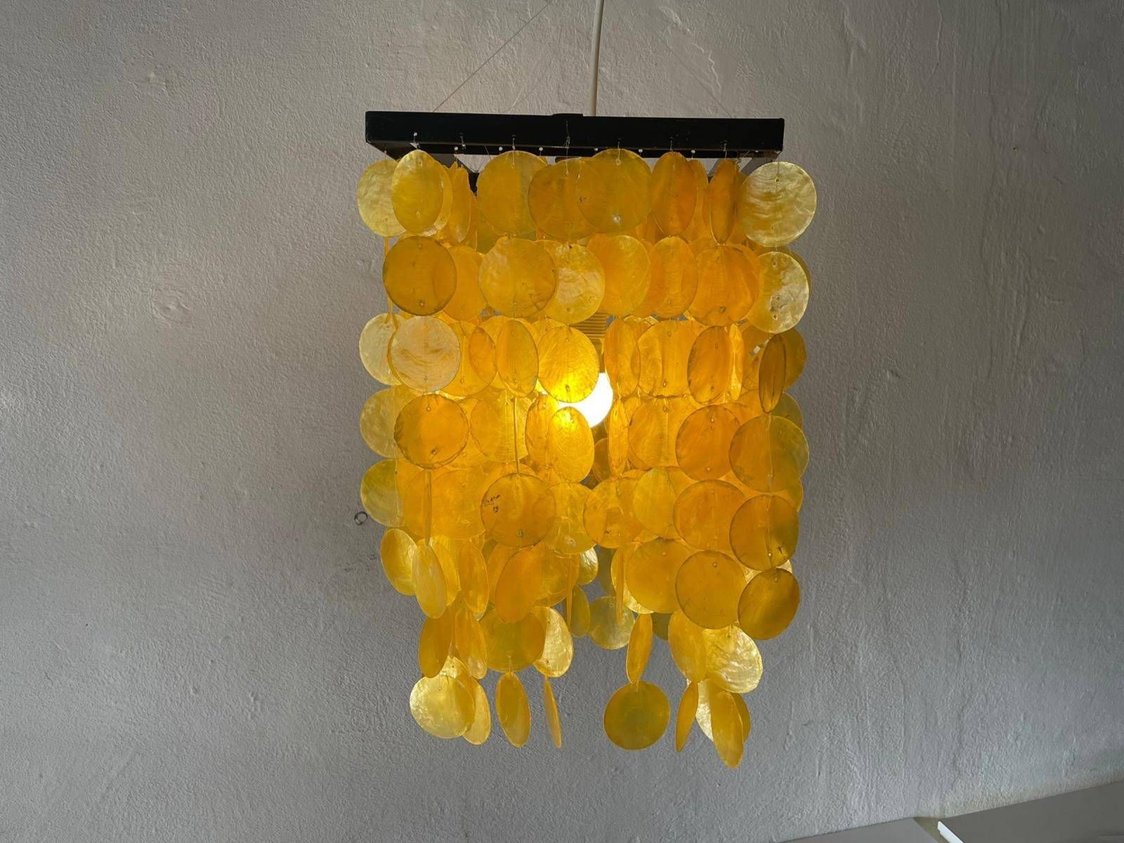 Yellow Seashell Plates Chandelier In Style Of Verner Panton, 1960s, Germany photo for sale