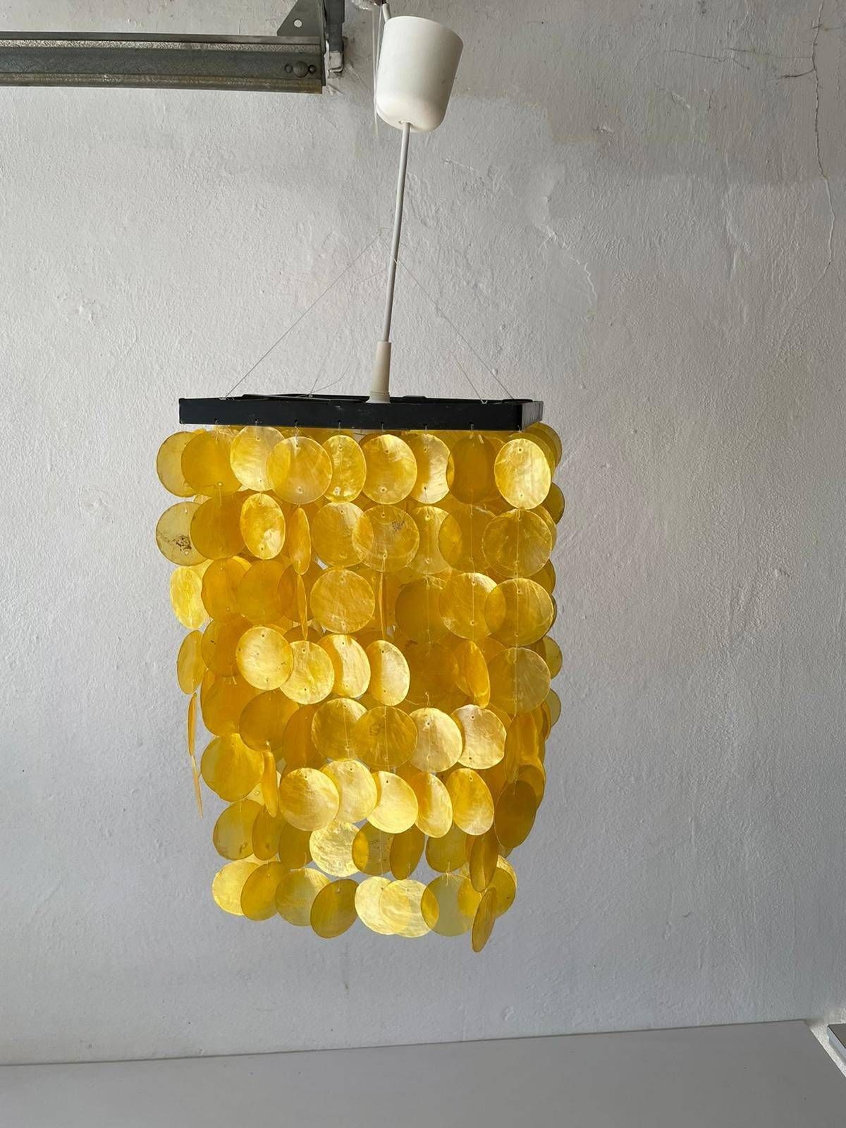 Yellow Seashell Plates Chandelier In Style Of Verner Panton, 1960s, Germany photo vinterior