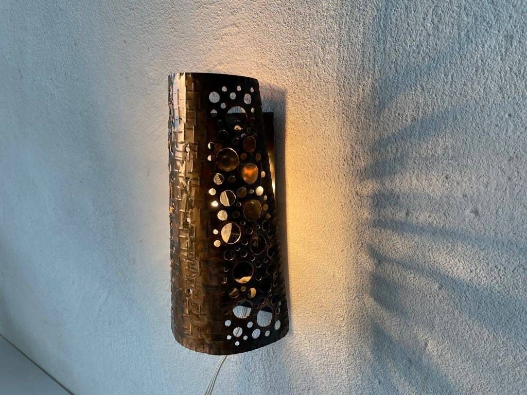 Copper Colour Handcrafted Metal Single Sconce, 1950s photo for sale