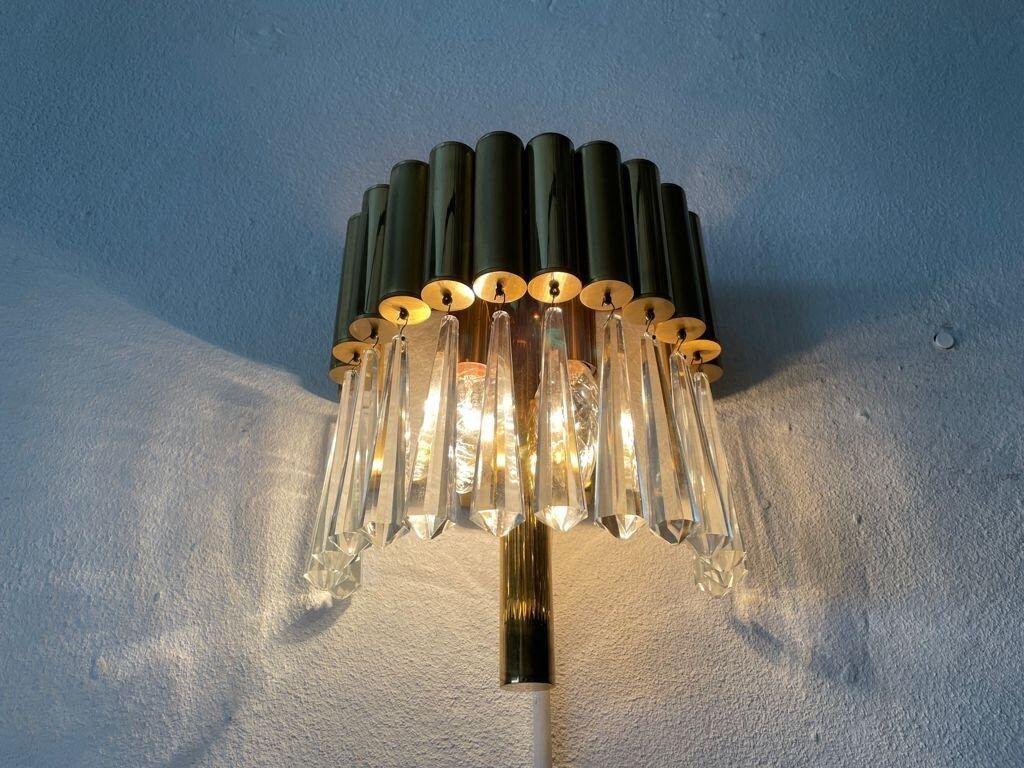 Brass & Crystal Glass Lux Sconce, 1960s photo Lighting