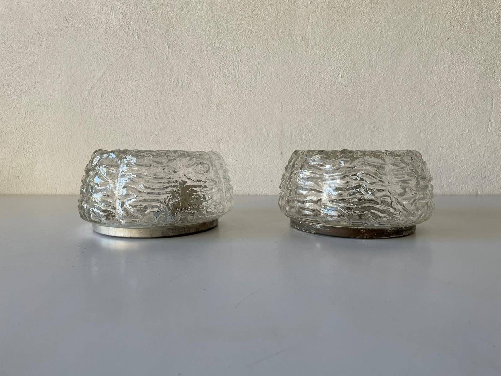 Glass In Rare Shape Pair Of Sconces Or Ceiling Lamps By Limburg, 1960s, Germany photo furniture