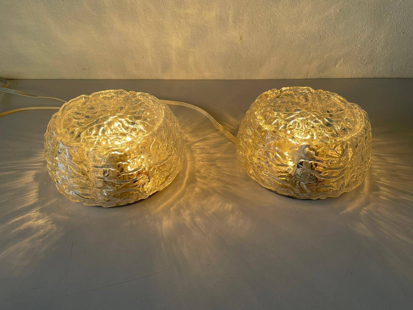 Glass In Rare Shape Pair Of Sconces Or Ceiling Lamps By Limburg, 1960s, Germany photo for sale