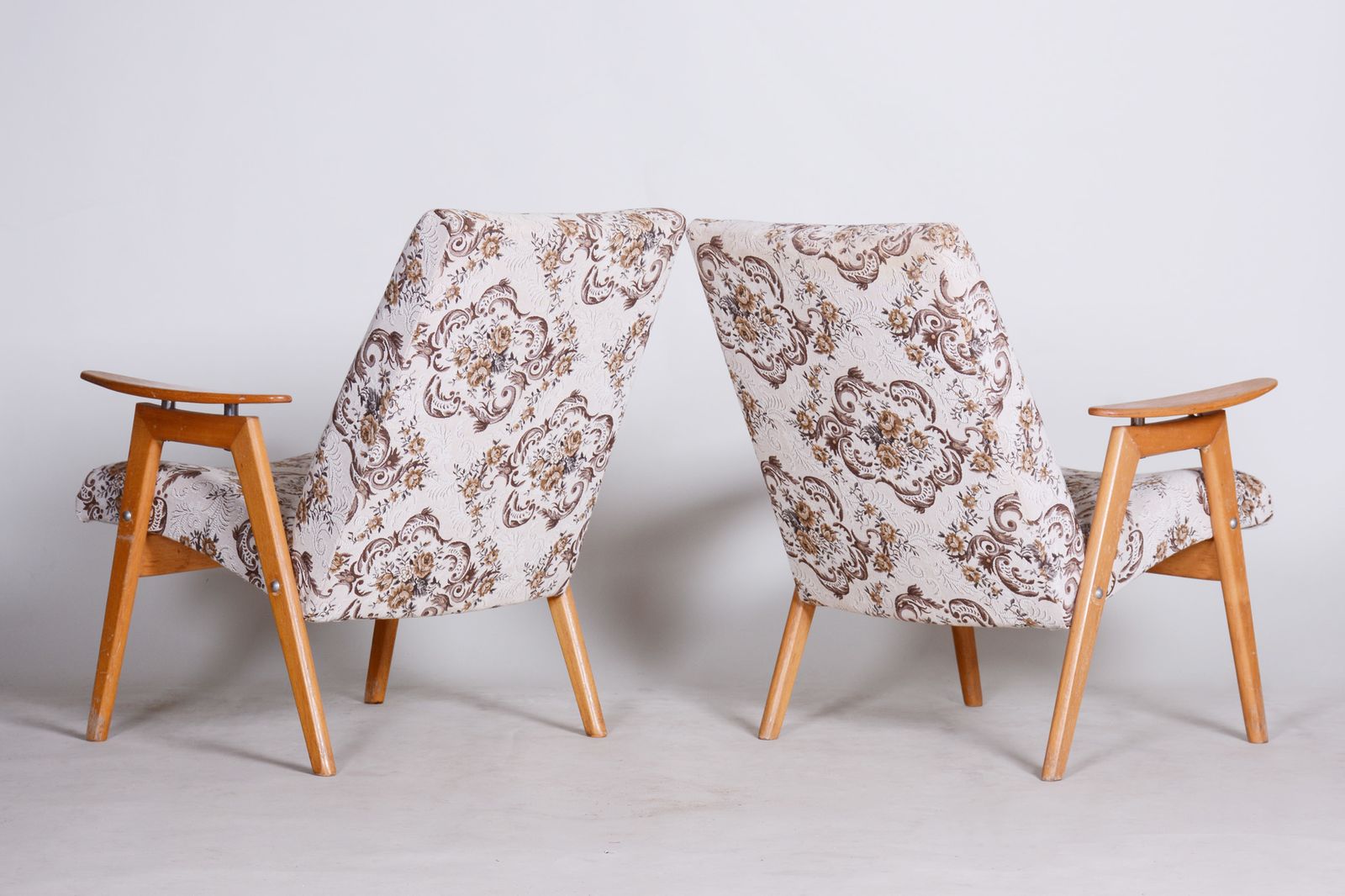photo furniture Pair Of Beige Midcentury Armchairs, Made In Czechia, 1950s. Original Condition