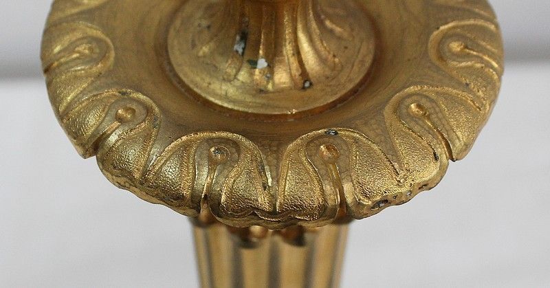 Pair Of Gilt Bronze Torches, Louis XVI Style   Early 20th Century photo vintage