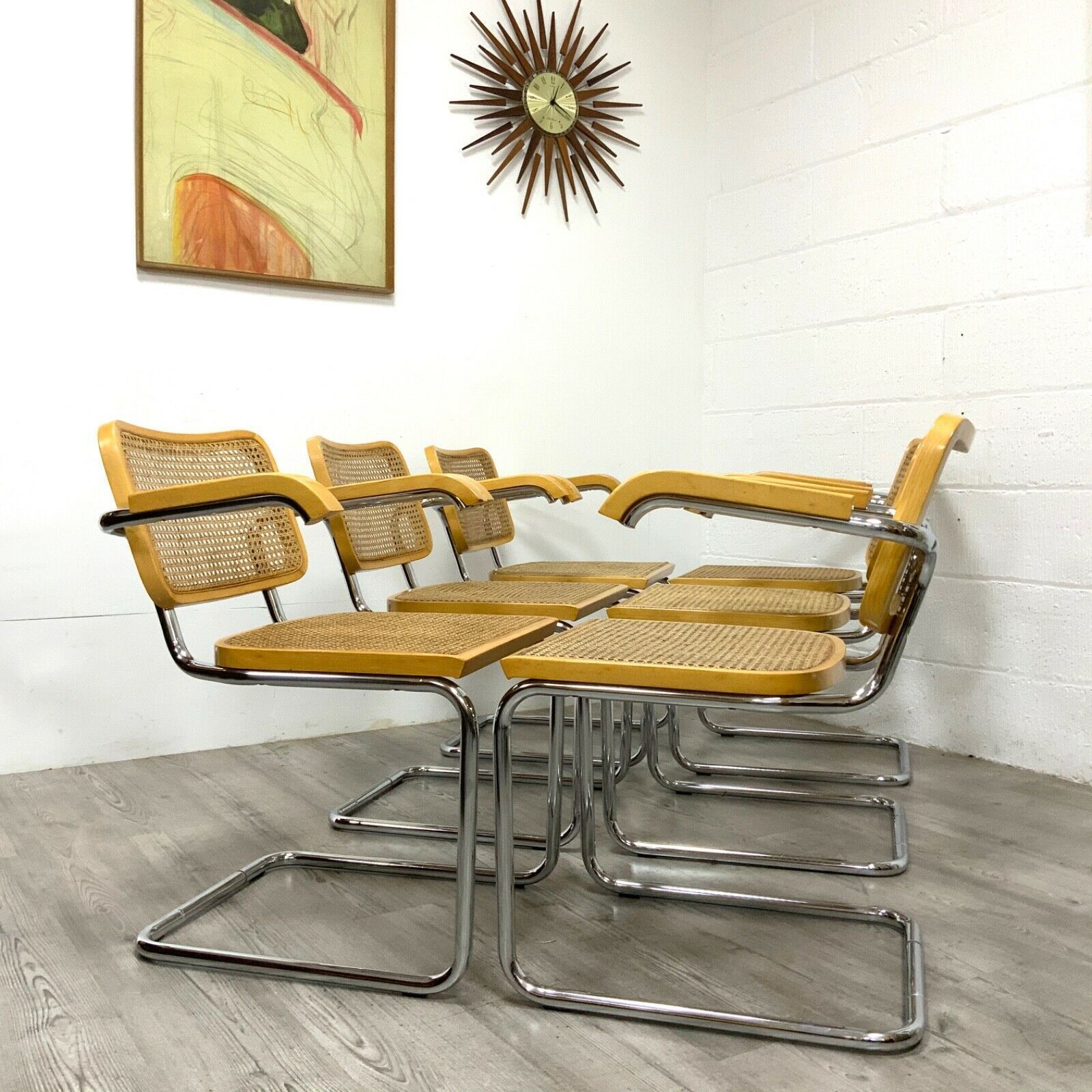 Set Of 6 Vintage Mid Century Marcel Breuer Italian Made Cesca Chairs By Habitat photo vintage