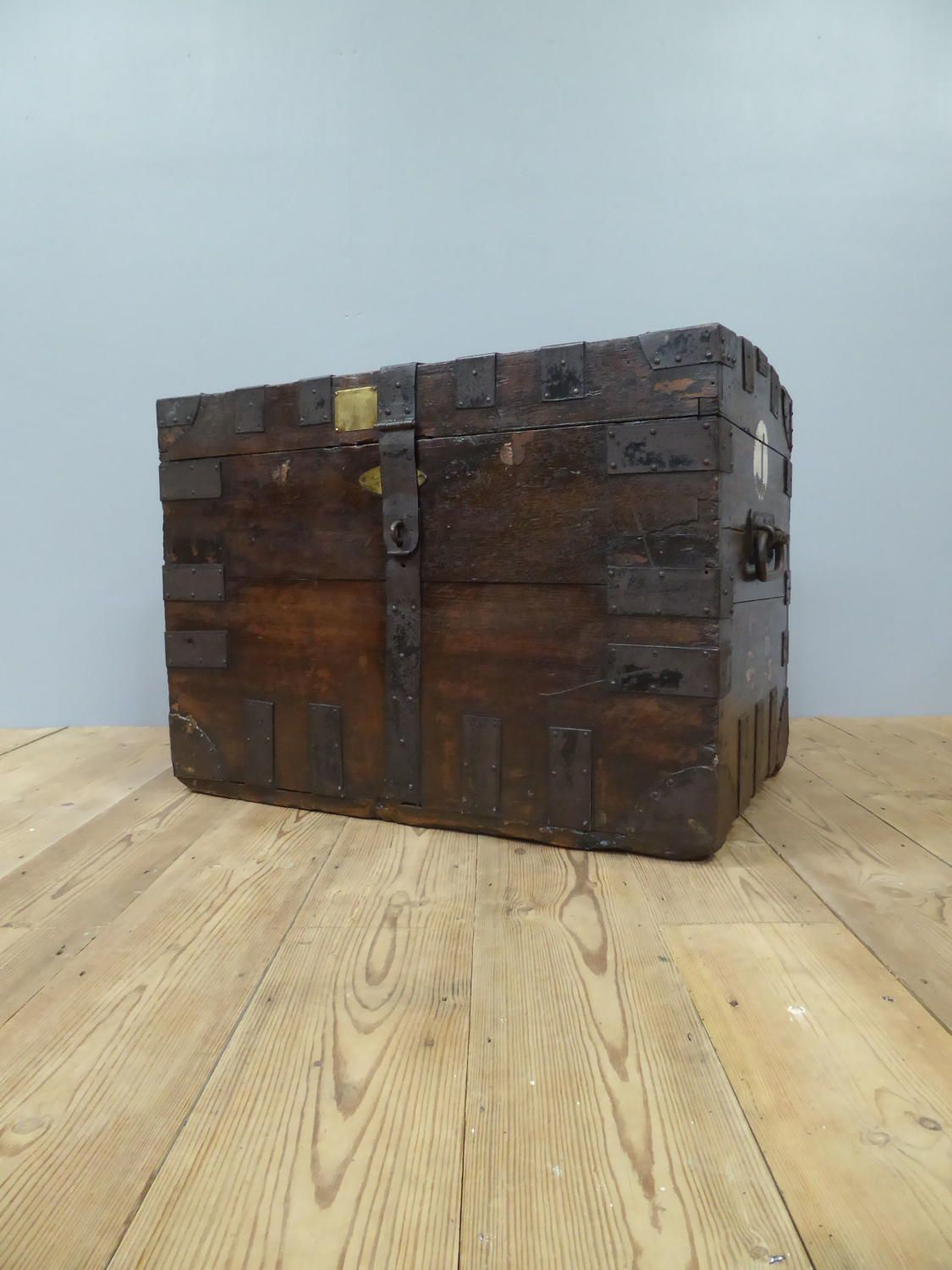 Early 19th C Banded Oak Silver Trunk photo Furniture