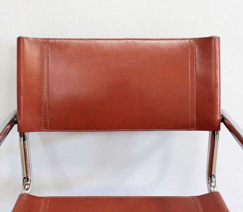 Suite Of 4 Leather Armchairs Signed Matteo Grassi   1960s photo 5829.8