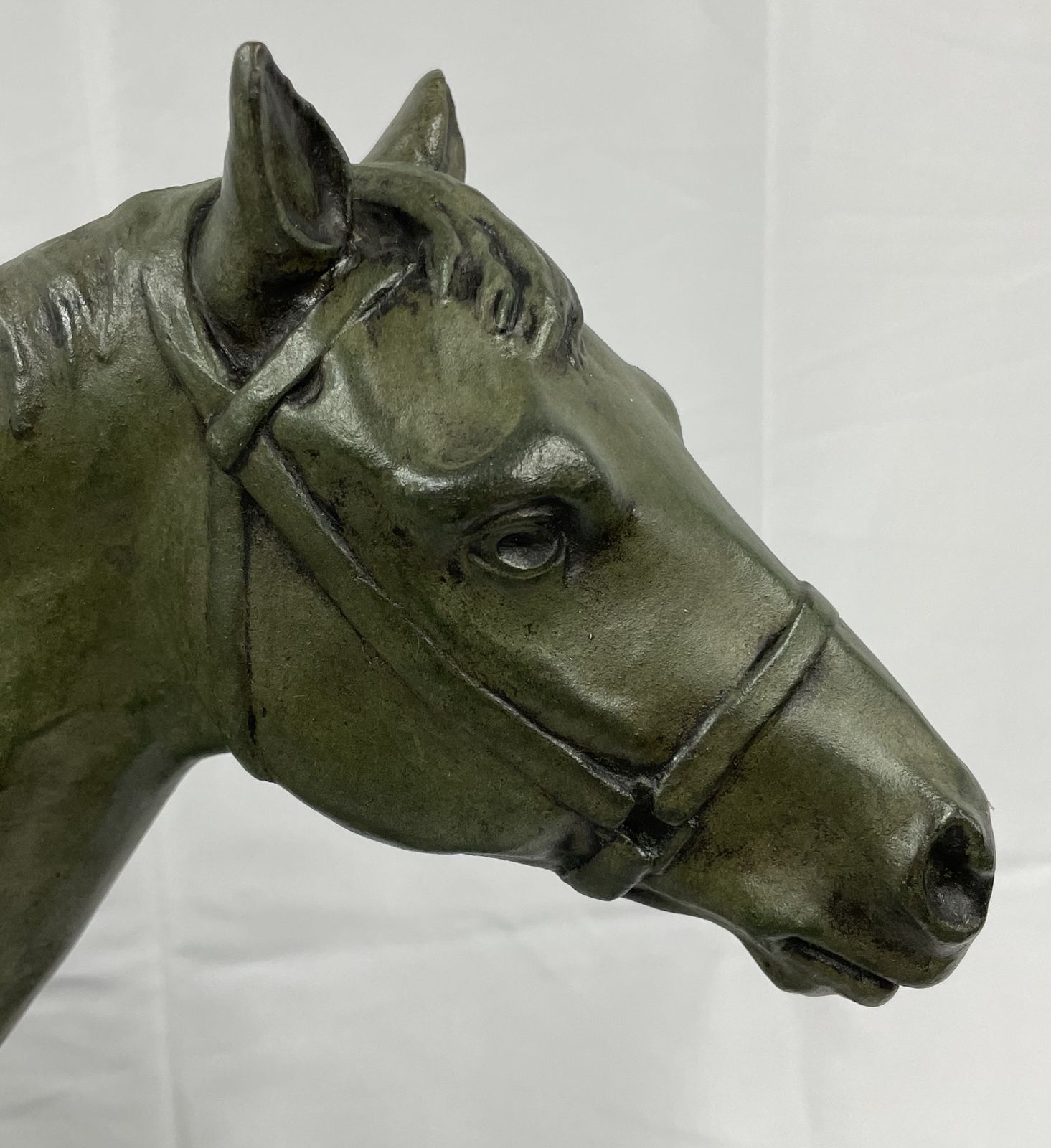 Horse Walking In Bronze With Green Patina. Signed On The Base M.De Mathelin 1900 photo furniture