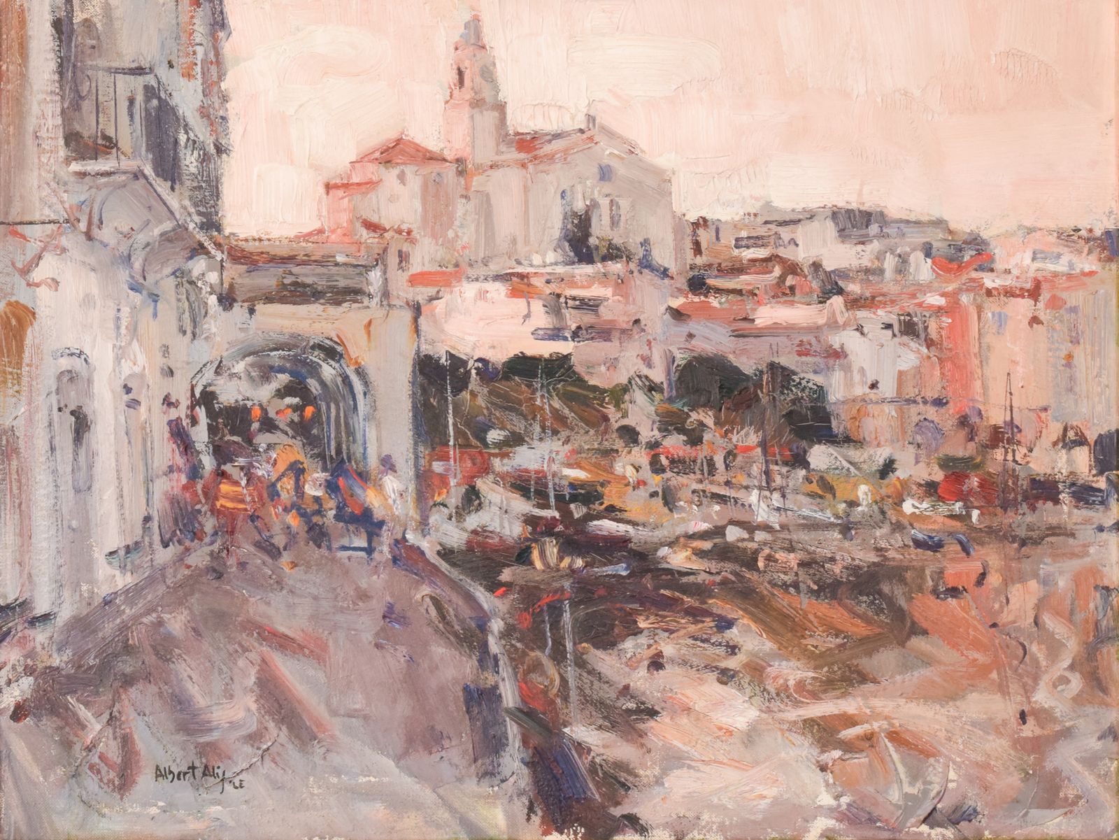 Post Impressionistisch Stadsgezicht Met Kerk