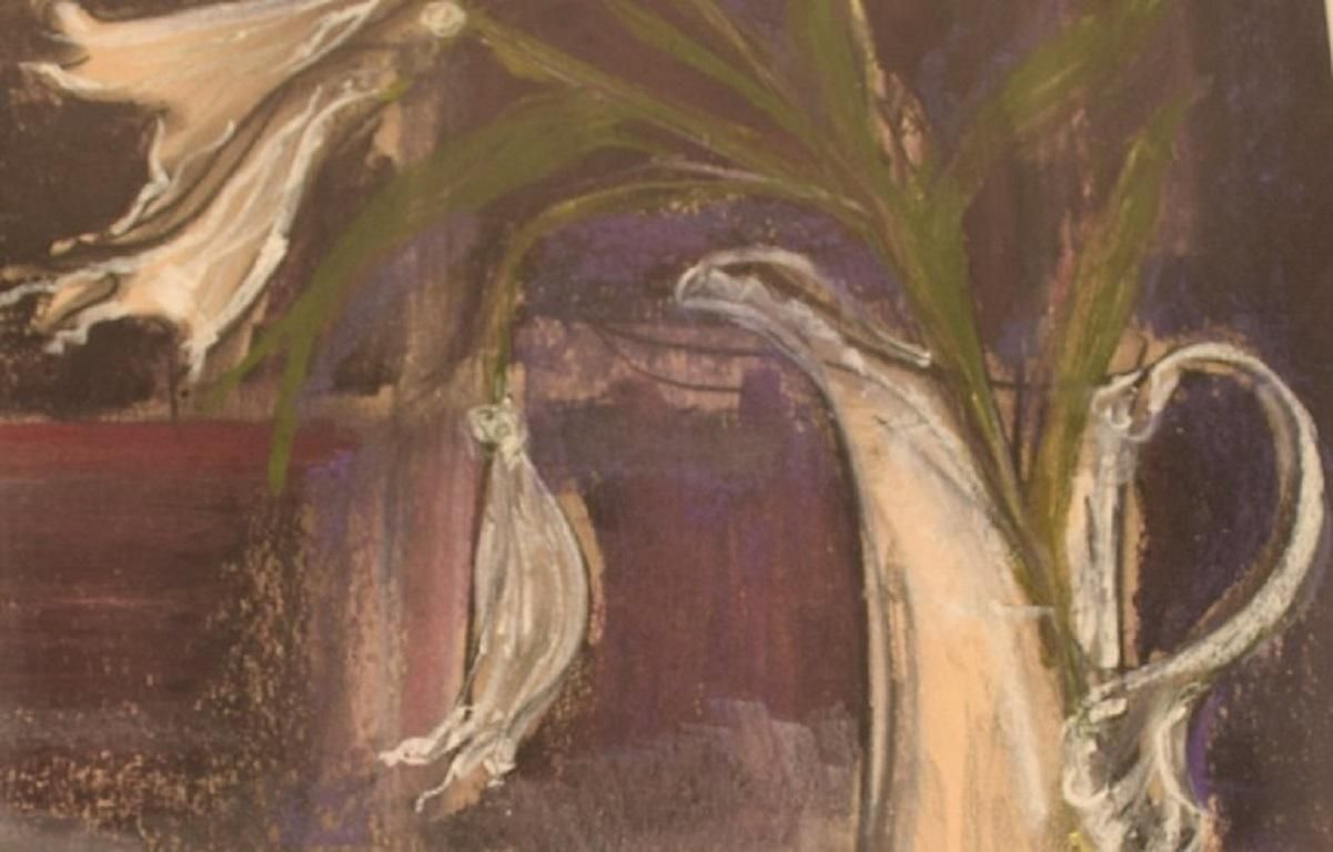Kerstin Jönsson, Sweden, Pastel On Paper, "Lilies In A Jug" photo for sale