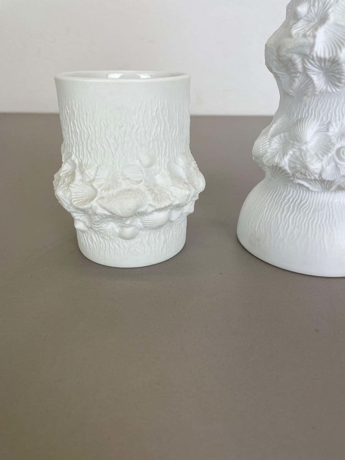 Set Of 3 Original Op Art Biscuit Porcelain Vases By Ak Kaiser, Germany, 1970s photo 484.0