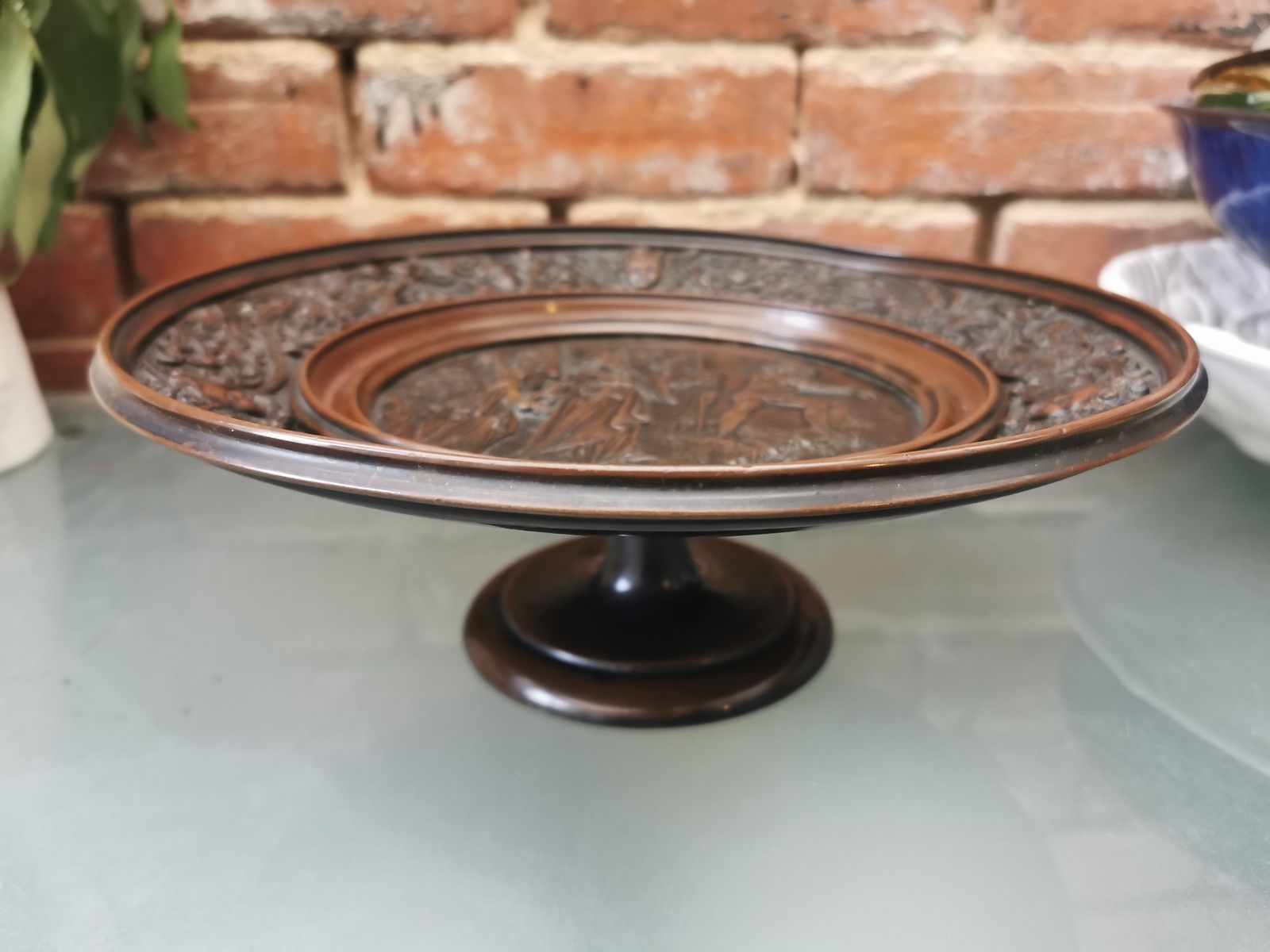 Art Union Of London Antique Bronze Engraved Tazza Or Comport photo for sale