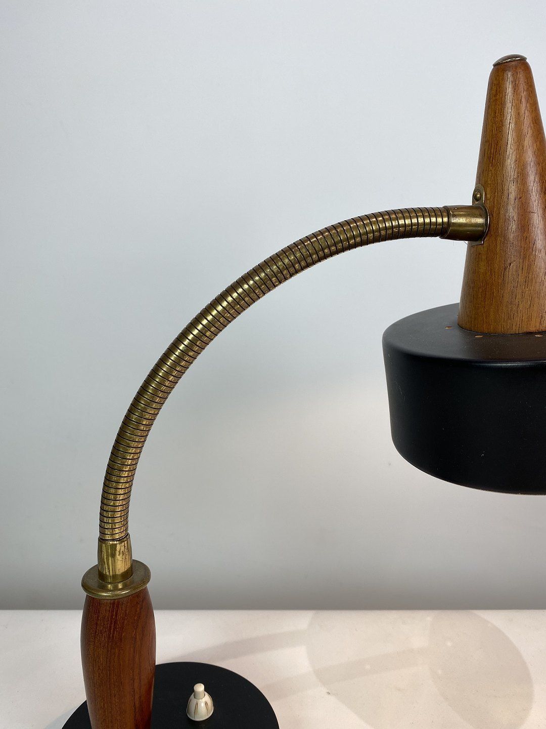Table Lamp Of Black Metal And Teak Of Danish Design From The 1960s. photo furniture