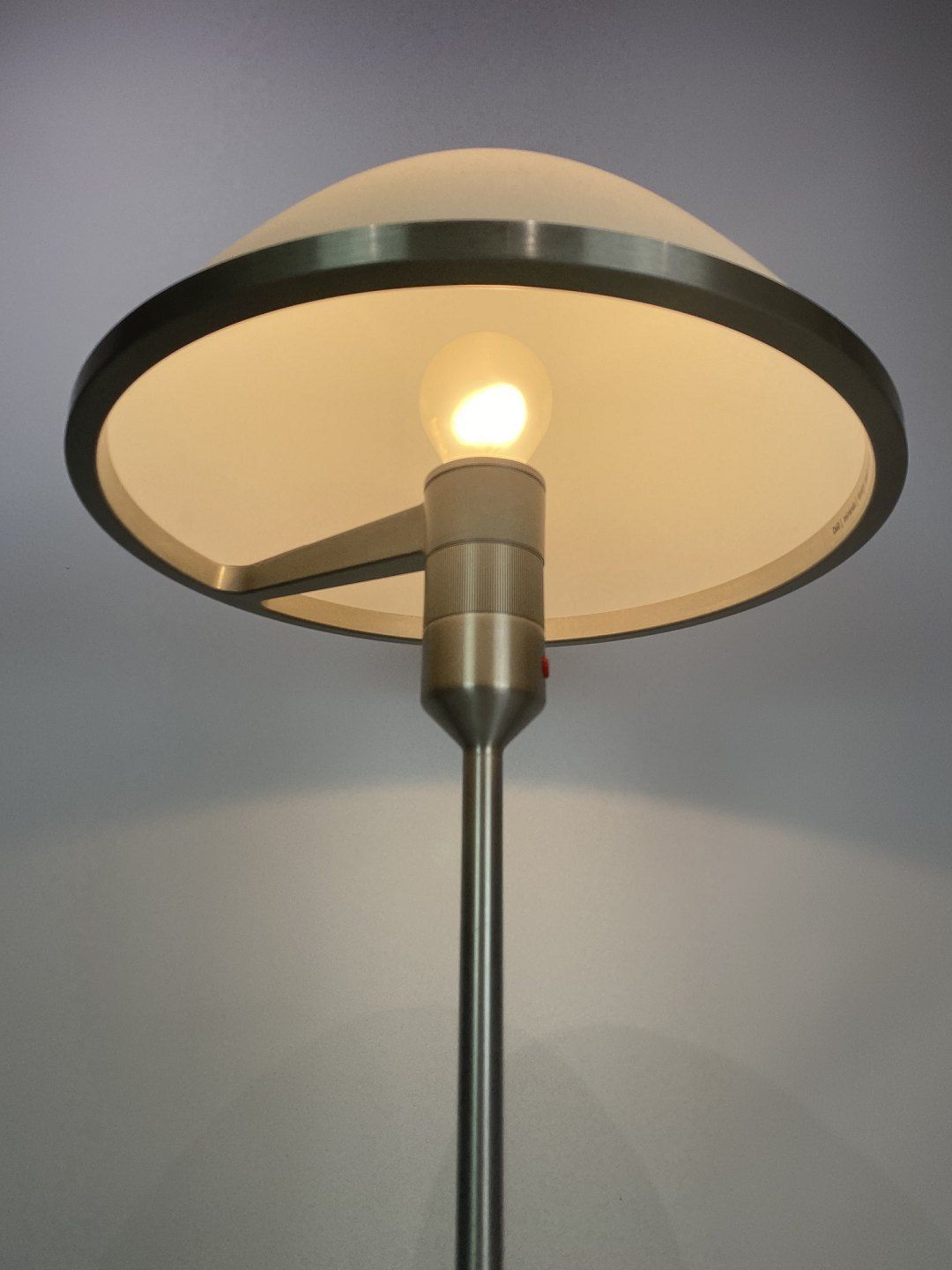 Italian Table Lamp With Frame Of Metal And Shade Of White Glass photo for sale